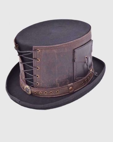 steampunk-victorian-top-hat-with-leather-strapped