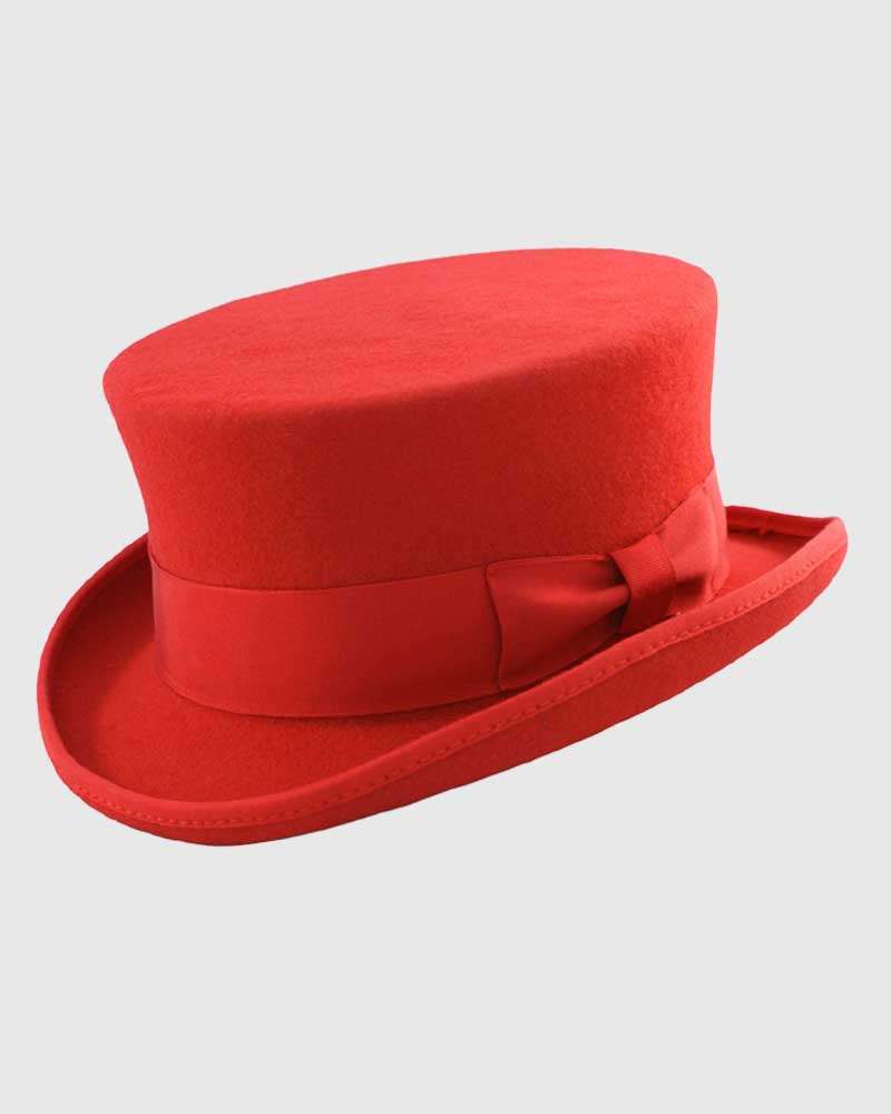 Red Junior Top Hat Handmade - Wool Felt