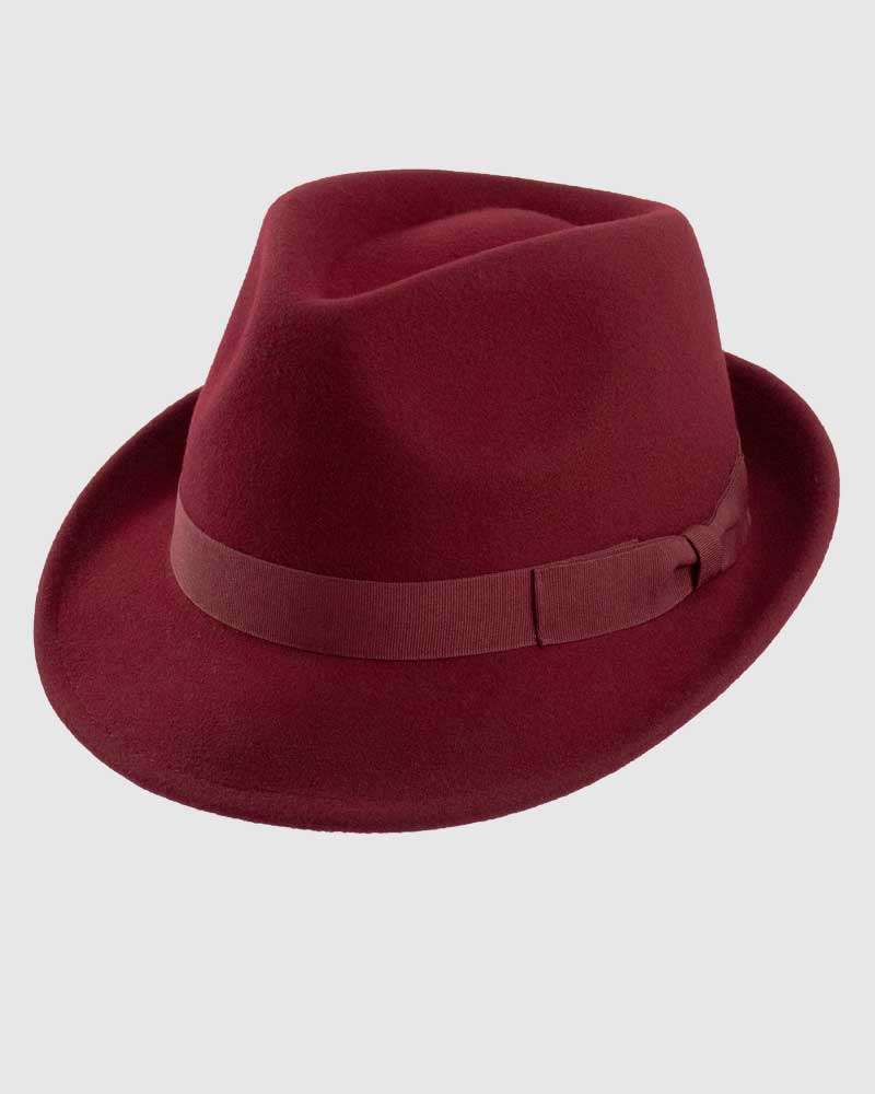 Trilby Fedora Hat Gangster – Burgundy