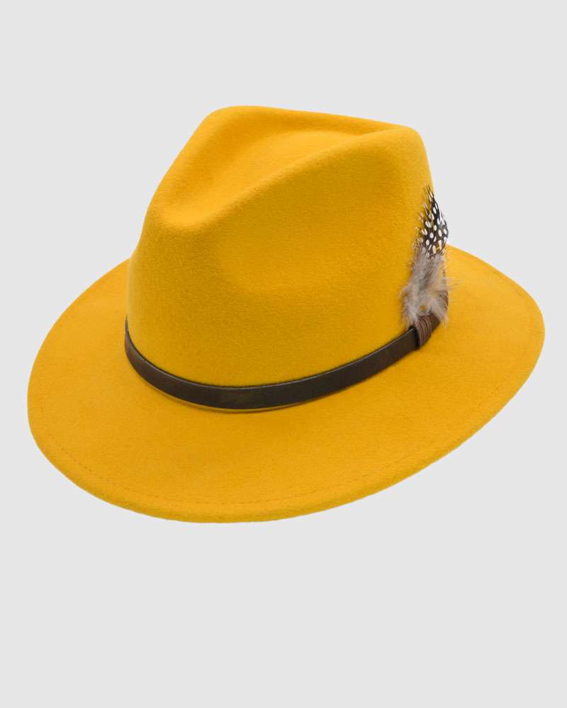 Handmade Mustard Fedora Hat - Wool Felt