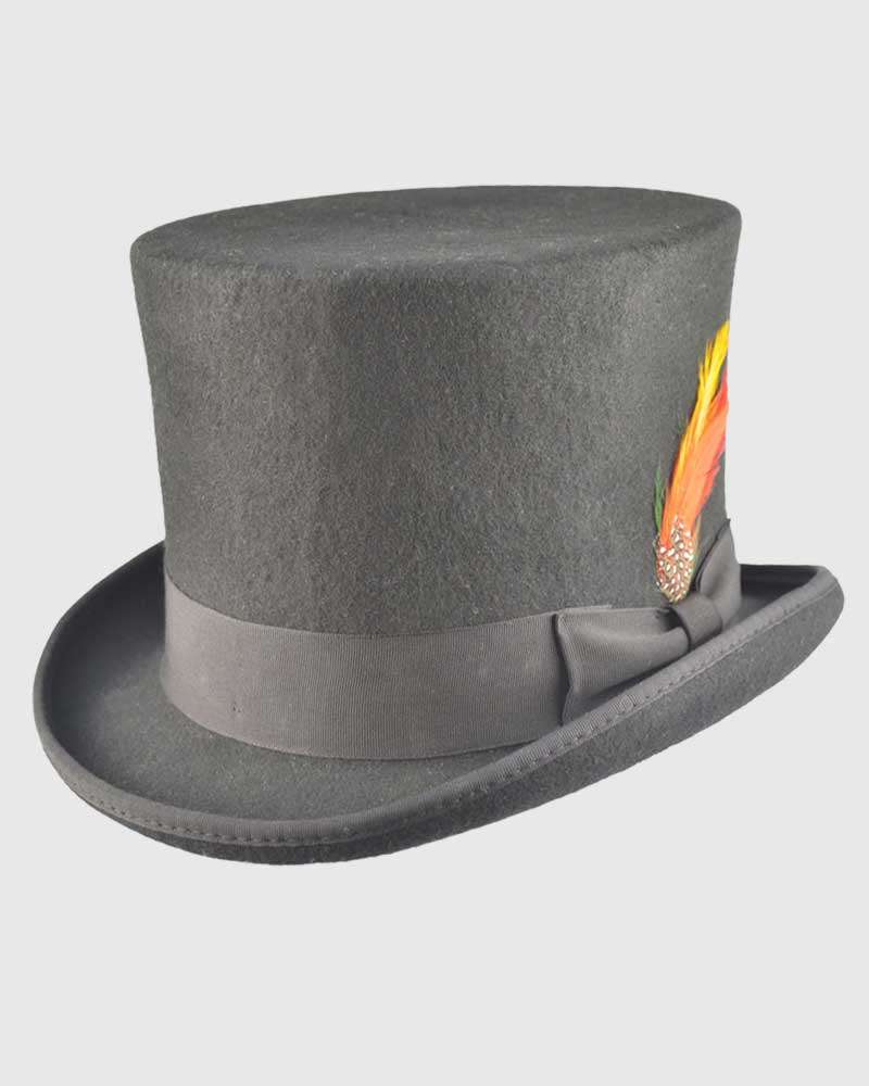 Victorian Top Hat Black Wool Felt- Handmade