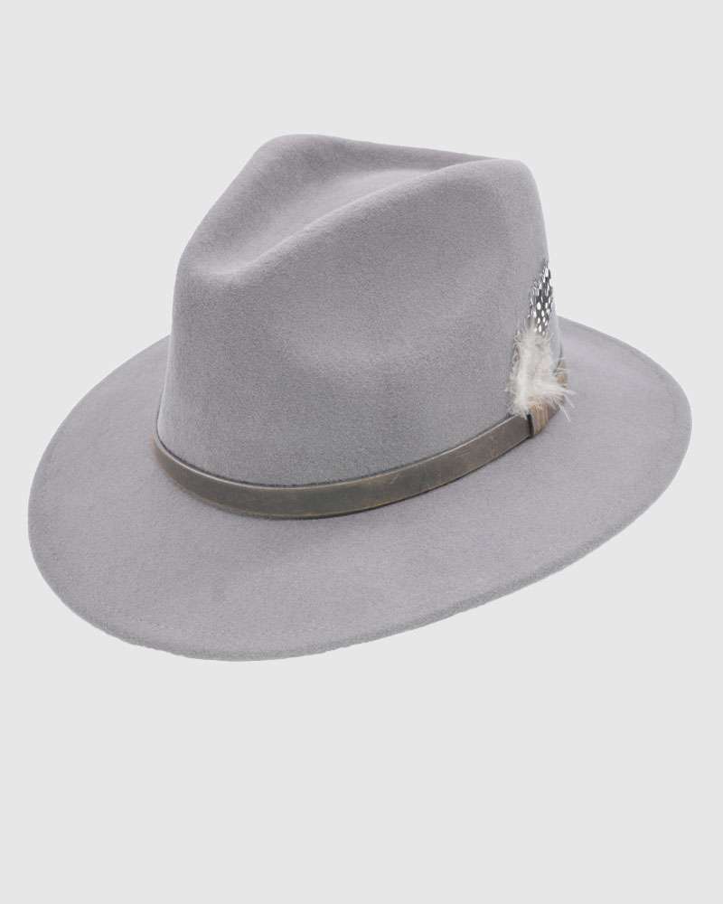 Grey Handmade Fedora Hat - Wool Felt