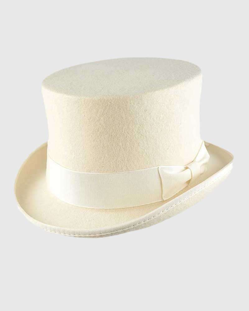 White Handmade Top Hat - Wool Felt