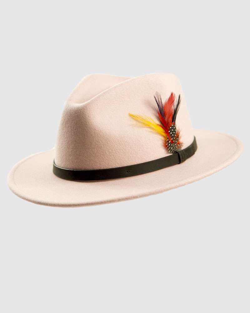 Handmade Light Pink Fedora Hat - Wool Felt